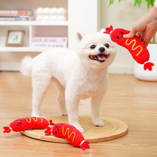 Squeaky Pet Toys Soft Short-Pile Fabric Chew Toy with Built-in Sound for Dogs and Cats Interactive Teeth Cleaning Chew Toy Relieves Boredom for
