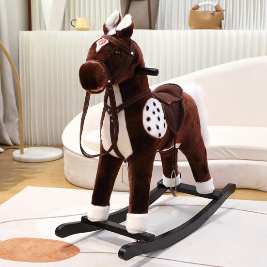 Horse Stick Toy for Pretend Play Plush Pony Head on Wooden Stick Soft Plush Horse Head Role Play Toy for Boys Girls