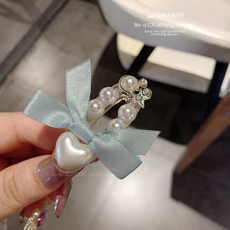 Korean Floral Rhinestone Pearl Hair Clip for Women