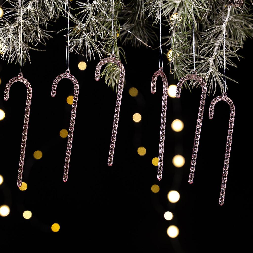 Colorful Acrylic Candy Cane Ornaments - Christmas Tree Icicle Pendants