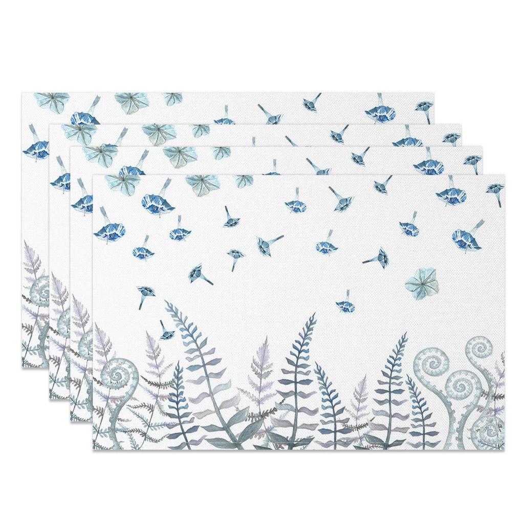 4 st Moderna Minimalistiska Bordsdukar Färsk Bladgren Mönster Naturlig Stil Vattentåliga Värmebeständiga för Matsal Kök Dekor