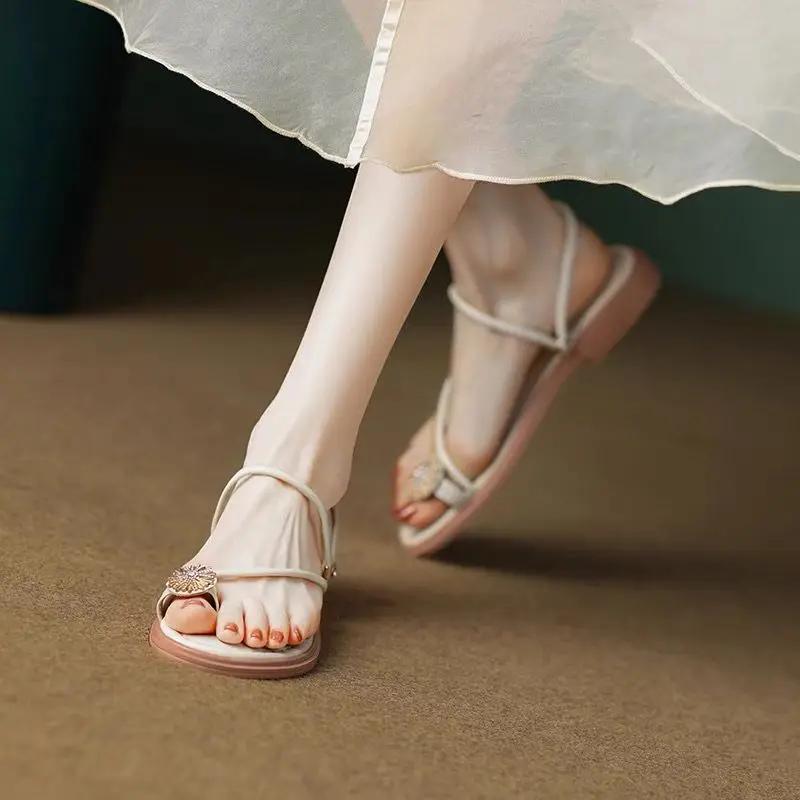 Fashion Summer Offers Open Toe Roman Style Women's Sandals High Quality 2025 Luxury The Best Korea Sandal Comfortable Vip Ladies Shoes