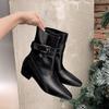 Retro Huge Good-looking Low-heeled Thin Boots Early Autumn Foreign Coffee-colored Suede Old Money Wind Small Short Boots