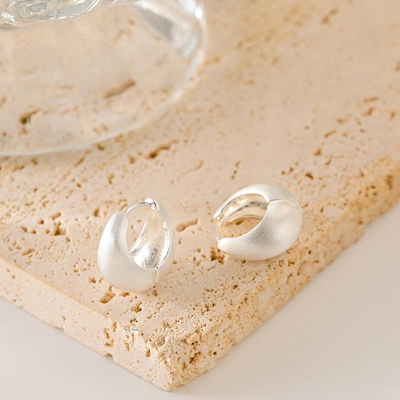 Plated U Shape Brushed Frosted Hoop Earrings For Women Thick Minimalist Korea Earring Fashion Jewelry