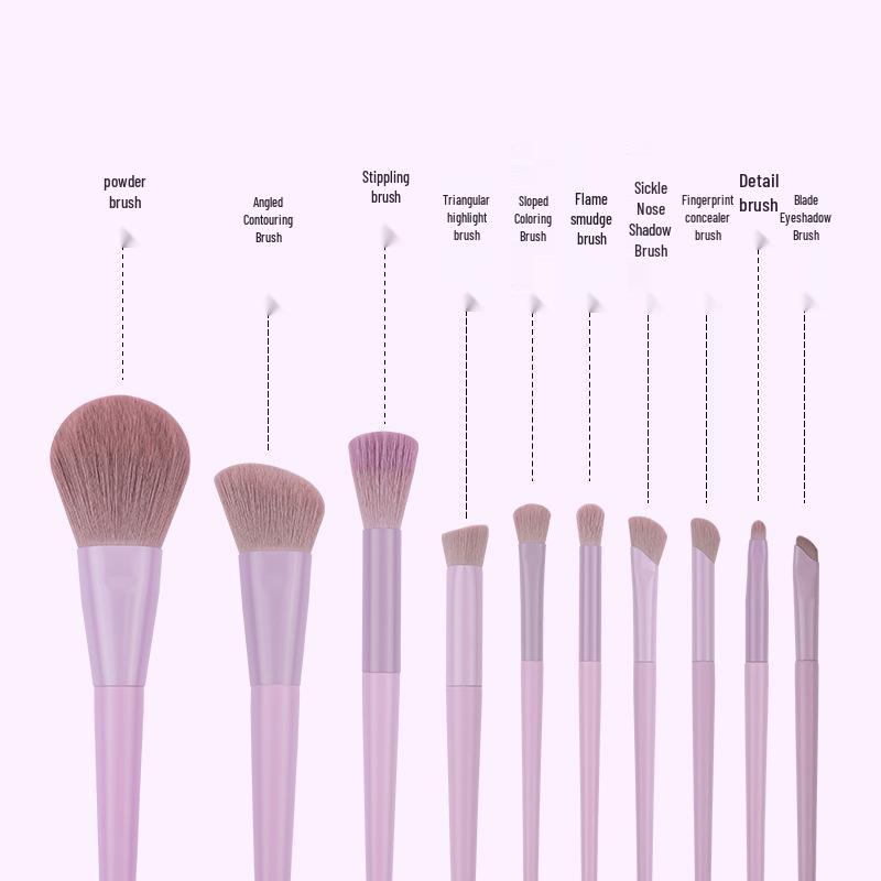 Cai Shi Lan 10/12-Piece 3.0 Three-Color Makeup Brush Set - Soft Bristles for Blush, Powder, and Contour.