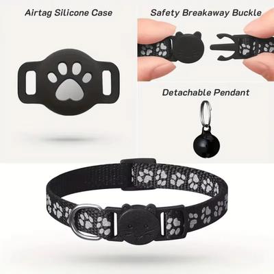 Fivela de Segurança Coleira de Gato Tiras Refletoras Ajustável Para Coleira Airtag Impermeável Anti-Perda Para Suporte Airtag Para Air tag