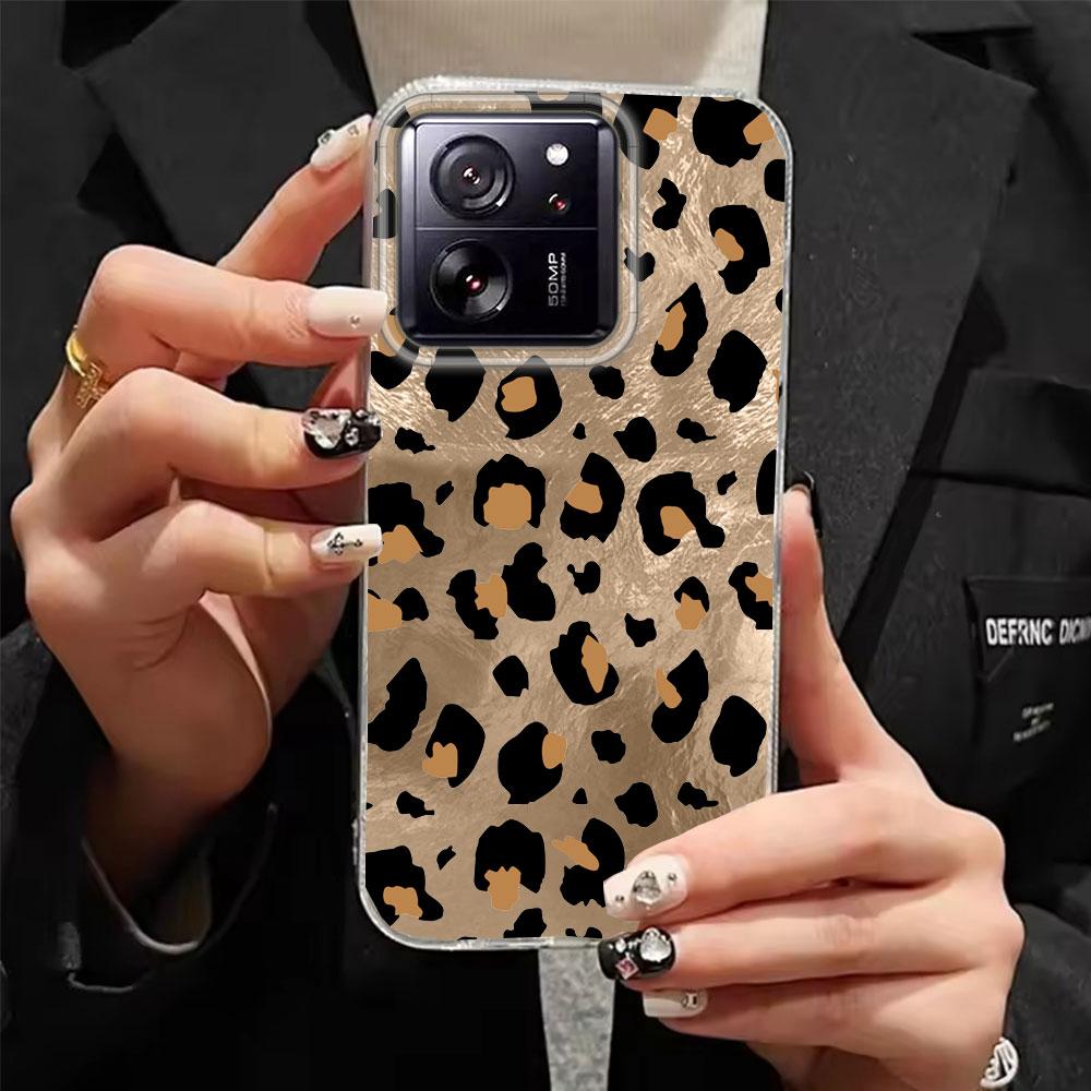 Luxury Leopard Purple Pattern Phone Case for Xiaomi 13T 14T 11 Lite NE Poco X5 M6 Pro X6 X7 X3 Pro NFC C65 C61 M5S Shell Cover