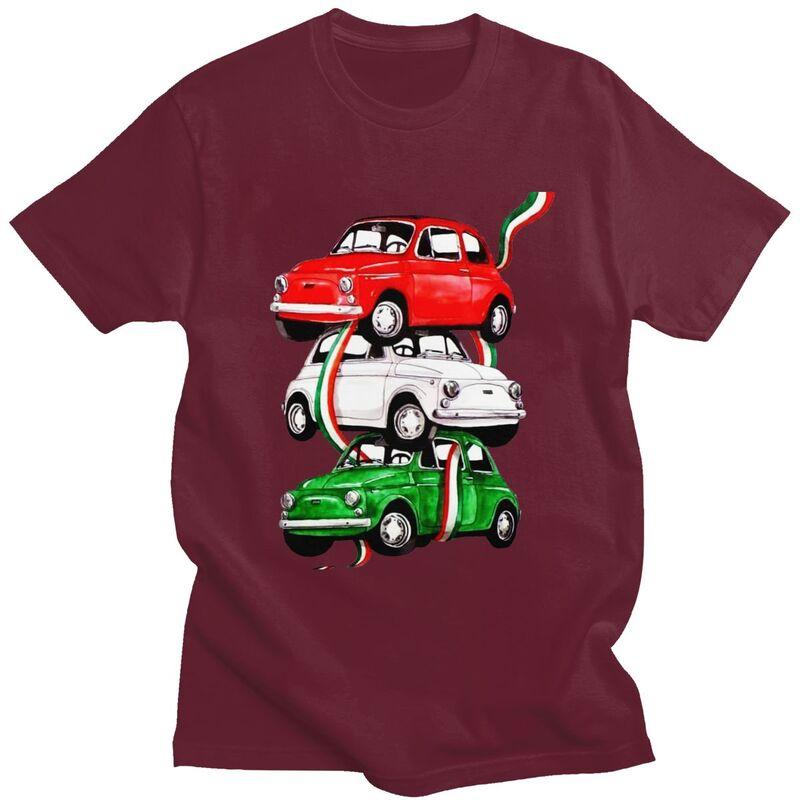 Custom Male Vintage Italy Flag Car T Shirt ShortSleeve Cotton Tshirts Tshirt Casual Italian Pride Tees Loose Fit Clothing