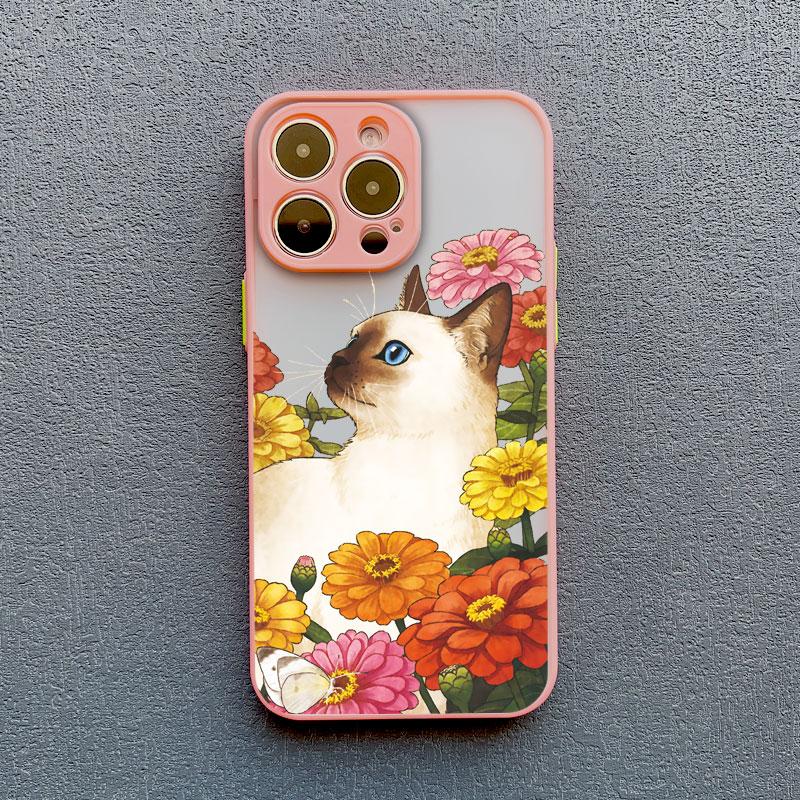 Lovely Black Cats And Flower Phone Case For iPhone 17 16 15 14 13 12 11 Pro Max Mini 15 14 Plus XR X XS Shockproof Back Covers