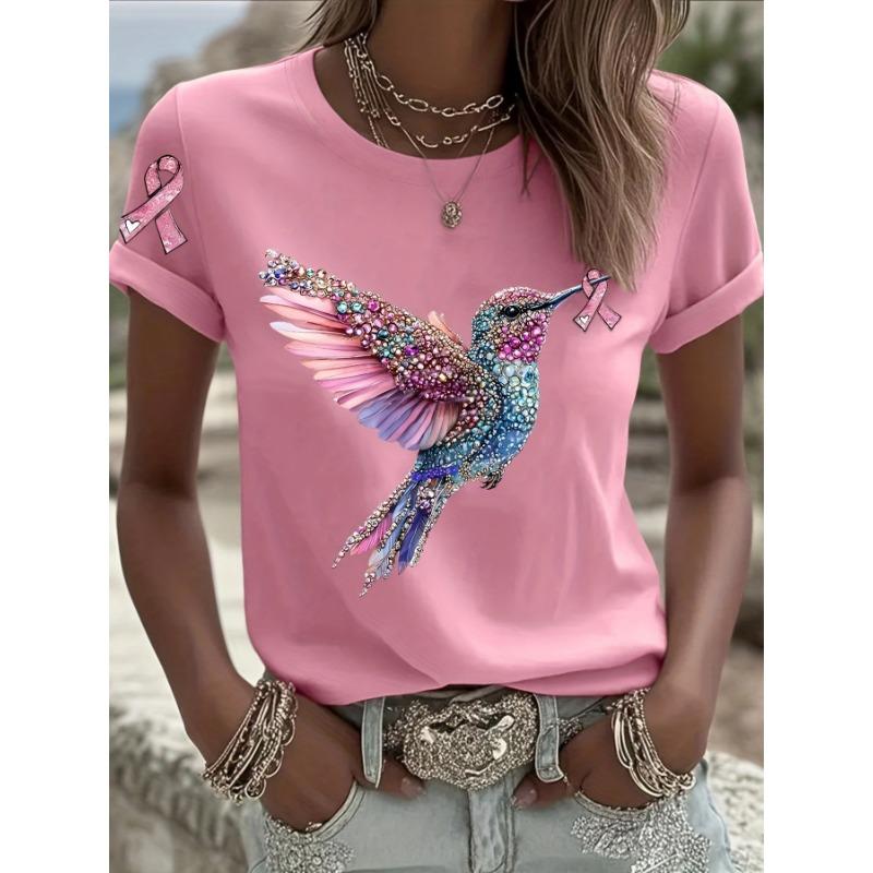 Printed Retro T-shirt Short-sleeved Crew Neck Casual Top