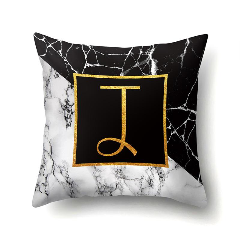 Marble Polyester Pillowcase Home Decoration Printing Pillowcase 26 English Letter Cushion Cover