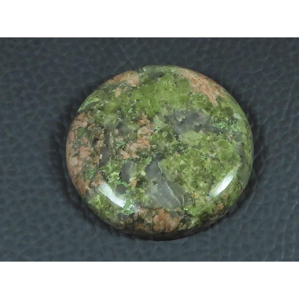 30X30X06MM Natural Unakite Jasper Round Shape Cabochon Loose Gemstone 60Cts. G-407