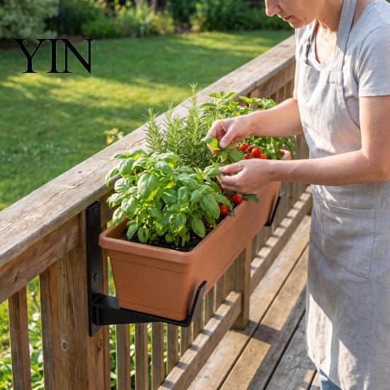 Heavy Load Plant Container Hangers 2PCS Flower Box Brackets, Wall Mounting Planter Reinforced Versatile Storage Hooks for Home Thick Iron Structure