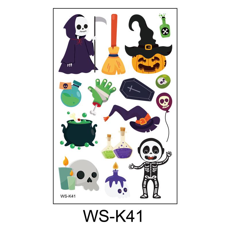 Waterproof Halloween Cartoon Tattoo Stickers for Kids - Pumpkin Magician Theme