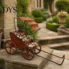 Weatherproof Garden Decor Rustic Rickshaw Ornament, Decorative Metal Yard Sculpture, Fun Decorations Retro Outdoor Decoration for Lawn Patio Backyard