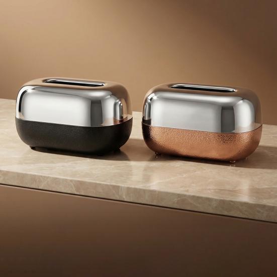 Tissue Box with Large Opening Mirror Surface Holder Anti-Slip Bottom Tissue Container for Living Room Coffee Table
