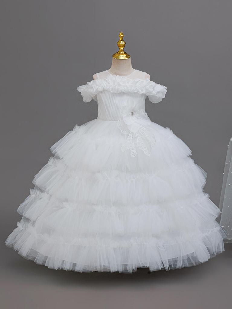 Little Girl's Princess Piano Performance Gown - Elegant High-End Wedding Tulle Cake Skirt Dress