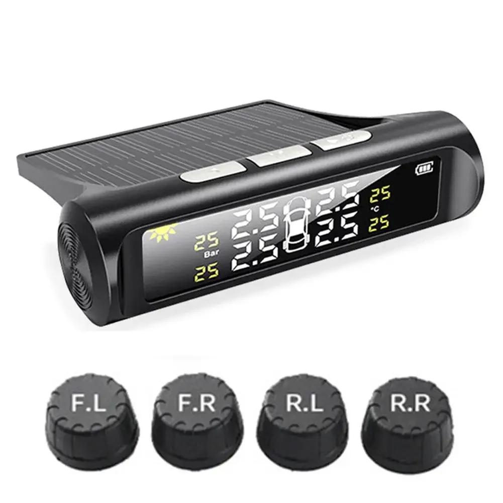 Solar Power Car Tire Pressure Monitoring System (TPMS) Auto Tyre Pressure Alarm Security Warning With Temperature Display