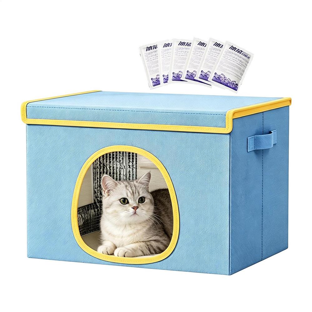 Cooling Cat House for Summer Dog Nest with 6 Ice Packs Cold Dog Shelter for Pet Parents Trainers Animal Lovers Apartment Home