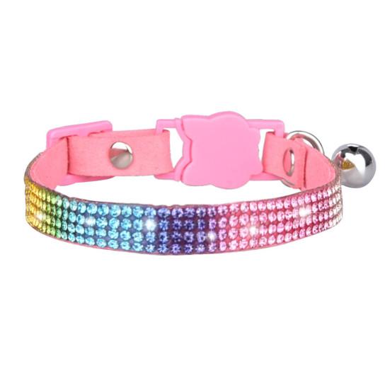 Pet Necklace Inlaid Rhinestone Dress-up Adjustable Breakaway Pet Cats Dogs Collars with Bell for Festival