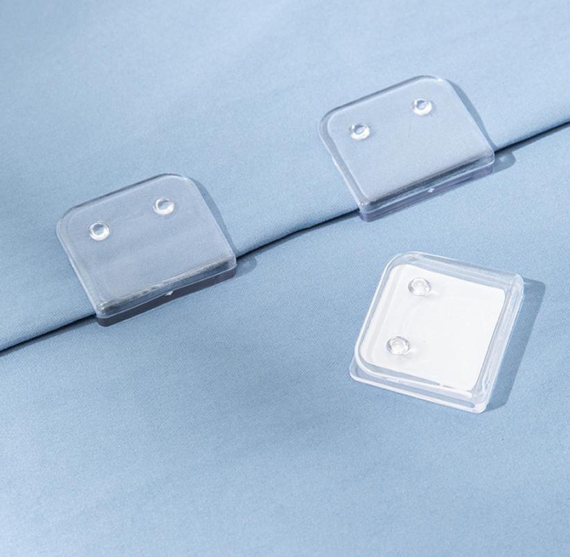 Clear ABS Shower Curtain Clips, 2 Pcs Waterproof & Strong Grip. 12x8cm, No Drill, for Home, Easy Install