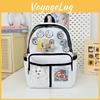 Backpack Simple Student With Transparent Compartments And Badges Pendant