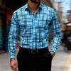 2025 New Men's Trendy Geometric Line Print Long-sleeved Shirt 18 Colors Personality Fashion Slim Lapel Casual Versatile Shirt