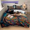 3pcs Colorful Mandala Owl Printed Quilt Set, Soft and Comfortable Quilt Cover for Bedroom