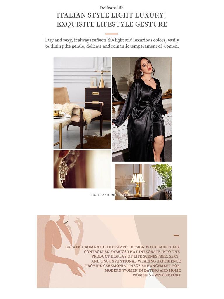 Plus Size Imitation Silk Pajamas: European & American-Style Loose Camisole Dress Set for Women - Sexy, Casual Spring/Summer Nightwear