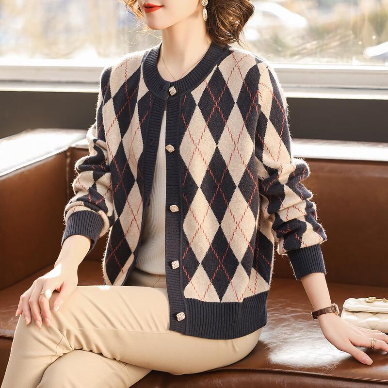 

Women s Plaid Knit Cardigan Sweater 3XL