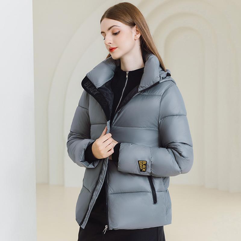 Black and gold cotton-padded clothes for women's new short hooded warm heating cotton-padded clothes for women's loose thickened large-size cotton-