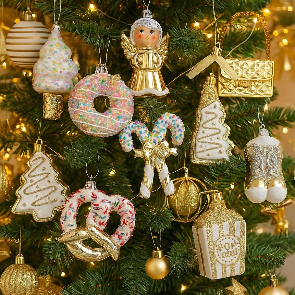 Shiny Gold Santa Claus Hanging Ornaments Snowman Merry Christmas Decor Xmas Tree Pendant Kid Gift