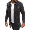 Men's  Winter Casual Vintage Wash Distressed Denim Jacket Coat Top Blouse