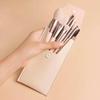 Mini Portable 8Pcs Makeup Brush Set Soft Synthetic Bristles Cosmetic Brushes with Storage Bag for Trip Outdoor Use