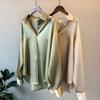 Long Sleeves Satin Shirt Women's Stylish Fashion New Spring & Fall Drape Retro Hong Kong Style Loose Tops Shirt