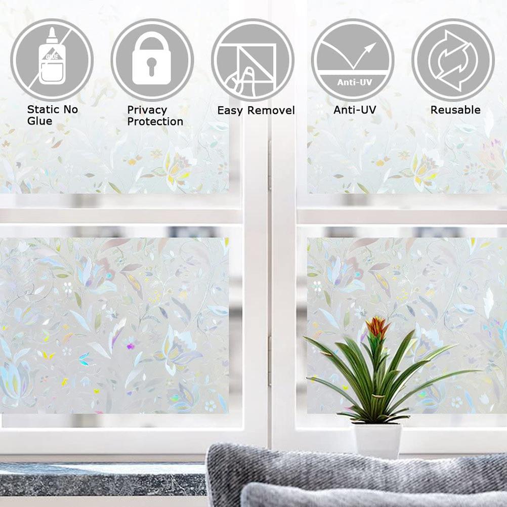 Película para Janela Sem Cola Películas Decorativas Estáticas Película Fosca para Janela para Proteção Solar