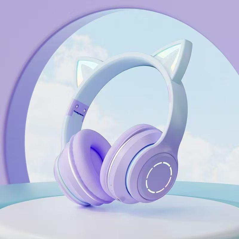 Gradient Luminous Cat Ear Bluetooth Gaming Headset