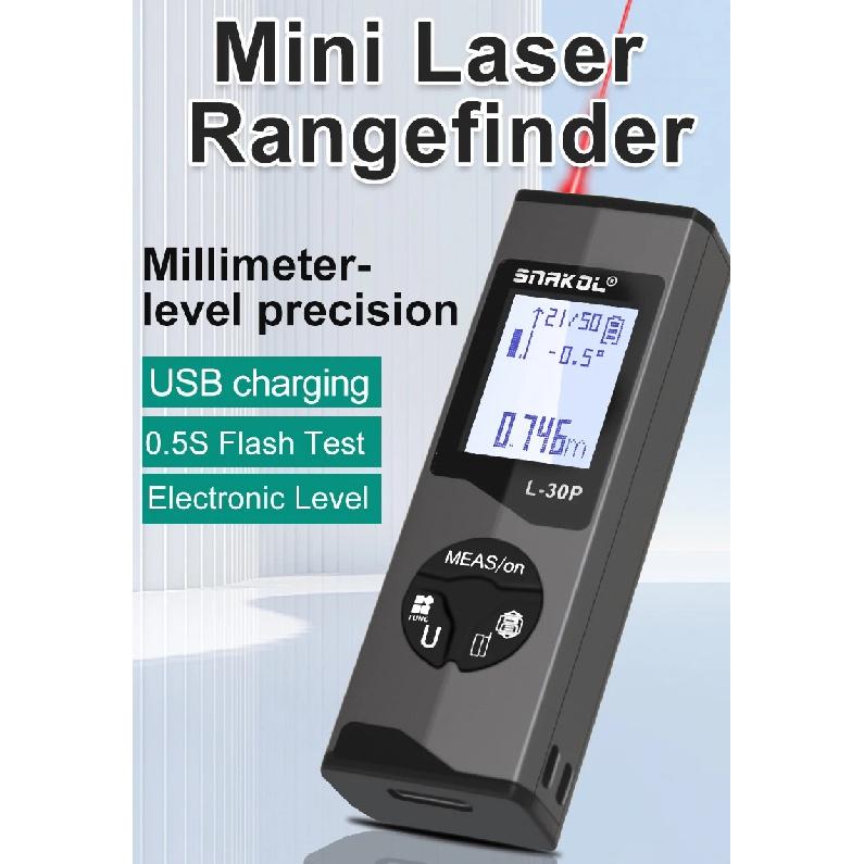 Snakol 30M/50M Mini Smart Laser Distance Meter Measure Rangefinder USB Rechargeable Portable Handheld Laser Range Finder Tools