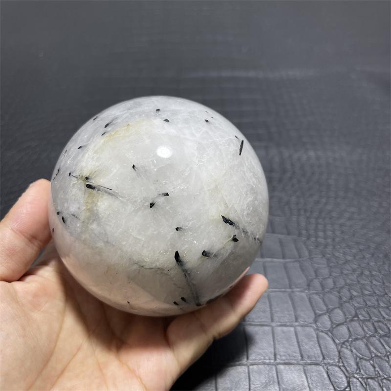 9.3cm Natural Black Tourmaline Ball Quartz Crystal Energy Gem Ball Home Office Decoration Gift Mineral Degaussing Ornaments