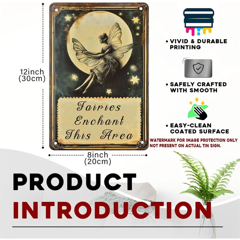 Magic Fairy Garden Metal Signs for Outside.Whimsical Fairies Wall Decor,Vintage Tin Sign for Yard Gardening Decor Outdoor