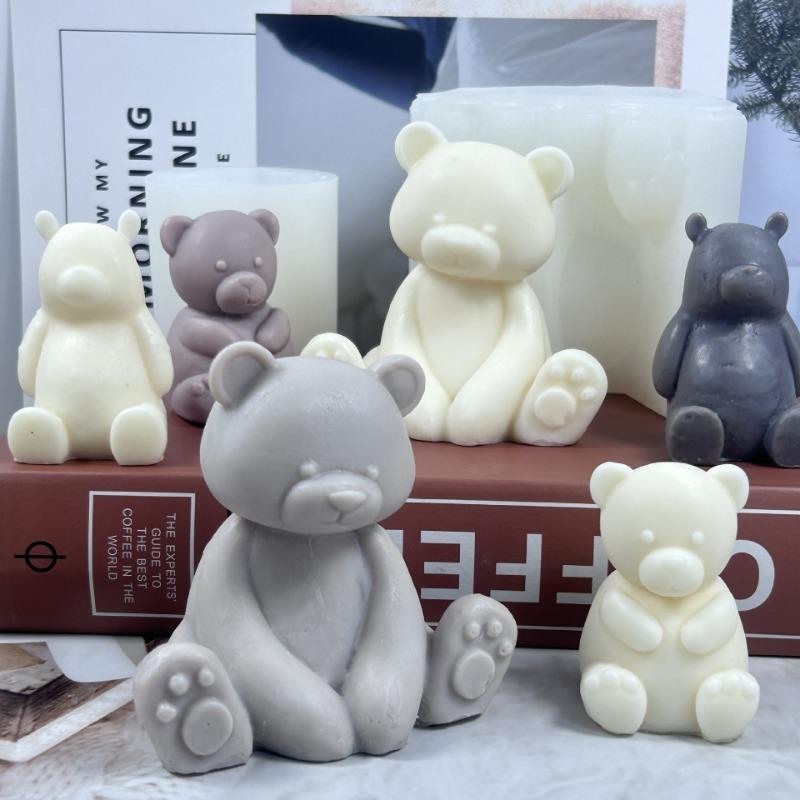 3D Large Size Bear Candle Silicone Mold Sitting Bear Craft Plaster Resin Handmade Candle Making Kit Home Party Decoration Gift
