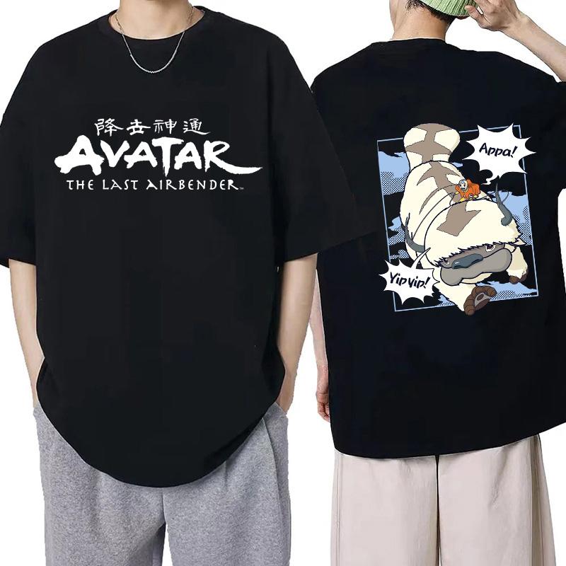 Vintage Washed Avatar The Last Airbender Appa Flying Bison Eastern Fantasy Animated Series Printed Cotton T-shirt Men Women Tee Summer Casual Fashion