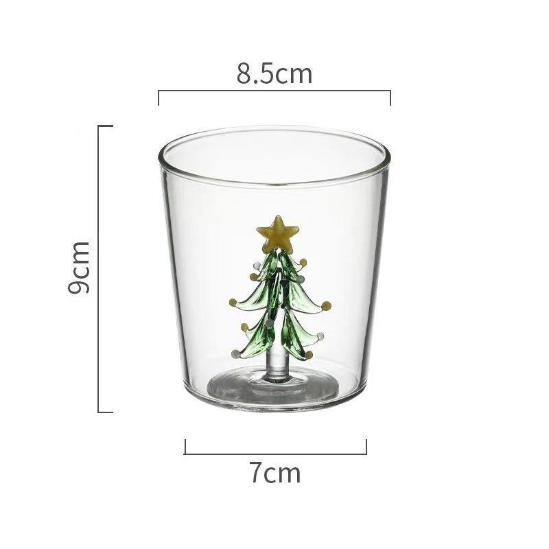 Creative Glass Christmas Cup 3D Christmas Tree Inside Mug Wine Glass for Daily Party Drinking Glasses Coffee Milk Mug Lover Gift