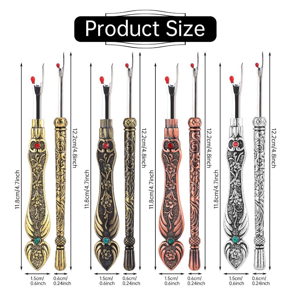 2pcs Metal Stitch Ripper European Vintage Thread Ripping Tool Handy Seam Ripper Set Sewing