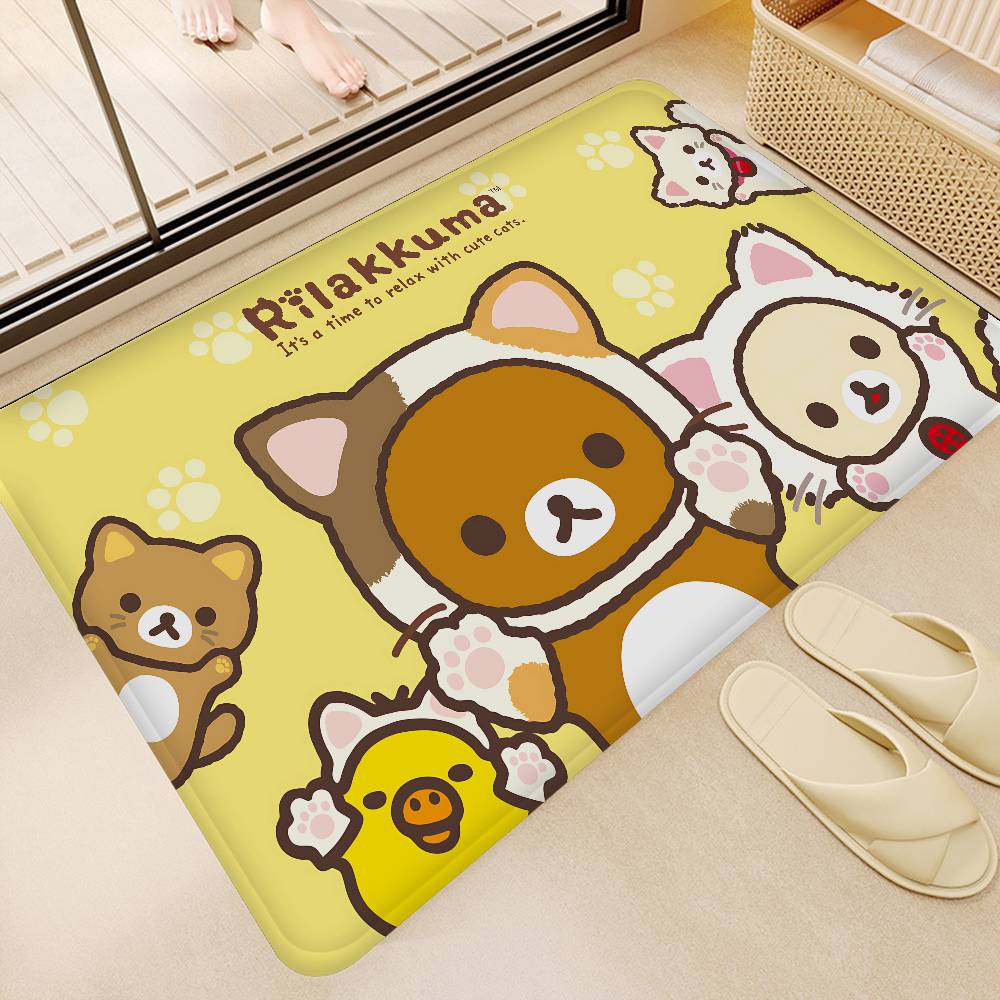 R-Rilakkuma Cartoon Anime Floor Mat Cheaper Anti-slip Modern Living Room Balcony Printed Bedside Mats