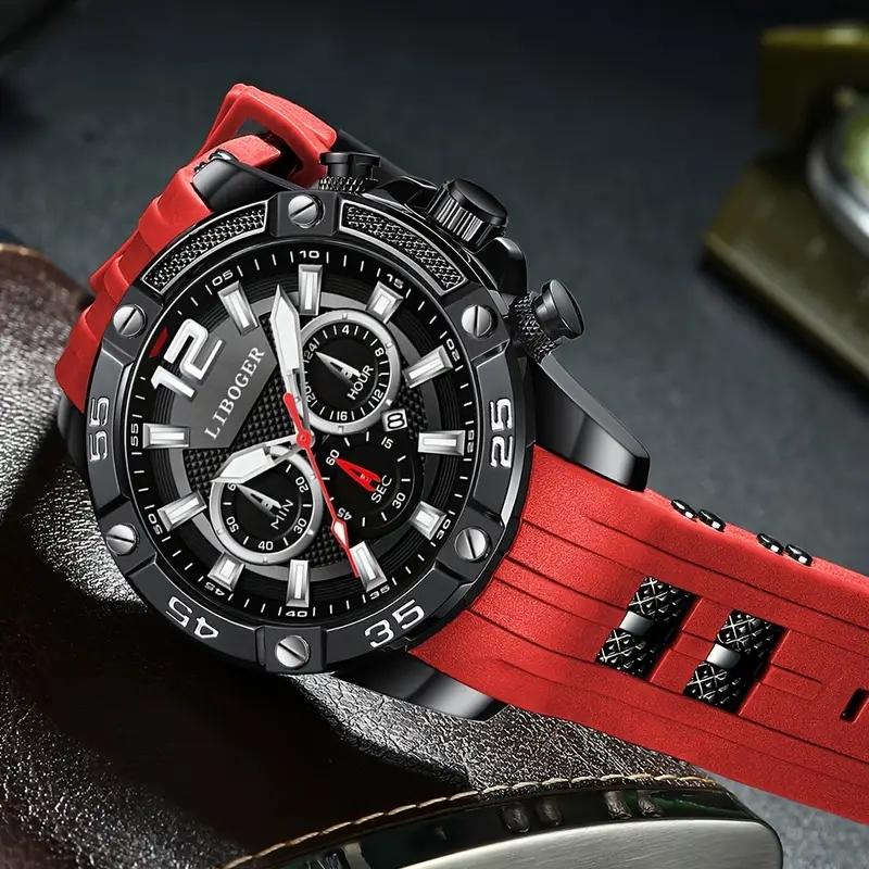 Luxury Large Dial Men Watches Casual Silicone Strap Quartz Wristwatches with Date Calendar For Mens Clock Reloj Hombre