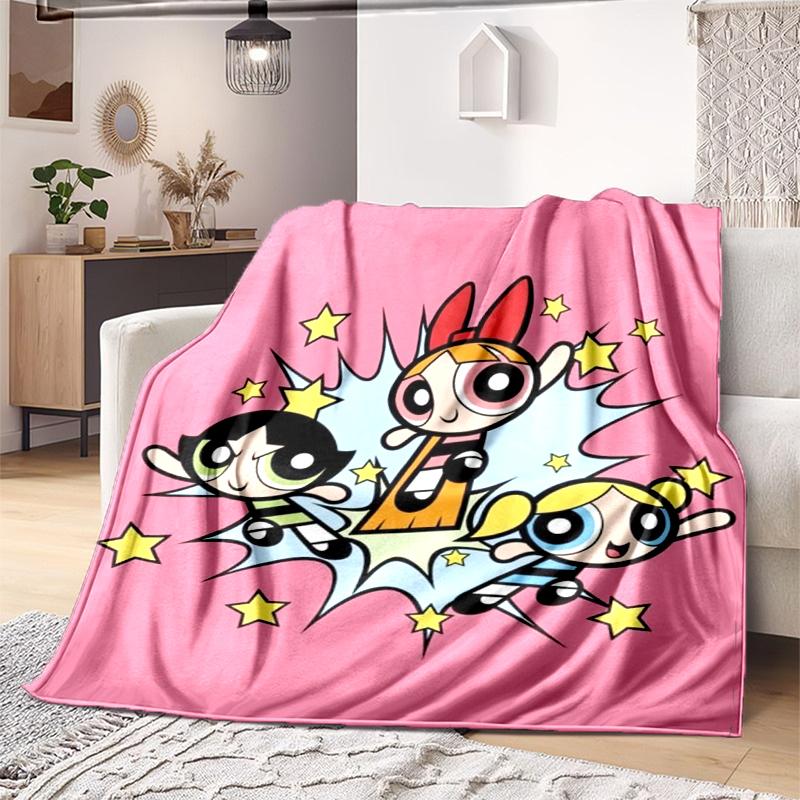 1PC The Powerpuff Girls printed blanket, all season lightweight home office outdoor nap multifunctional blanket A7
