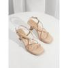 2025 New French Cross-strap Square Head Sandals Women's Summer Temperament High Heels Versatile Stiletto Roman Shoes