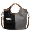 Canvas bag women's large-capacity new summer versatile contrasting color splicing messenger bag premium bucket bag