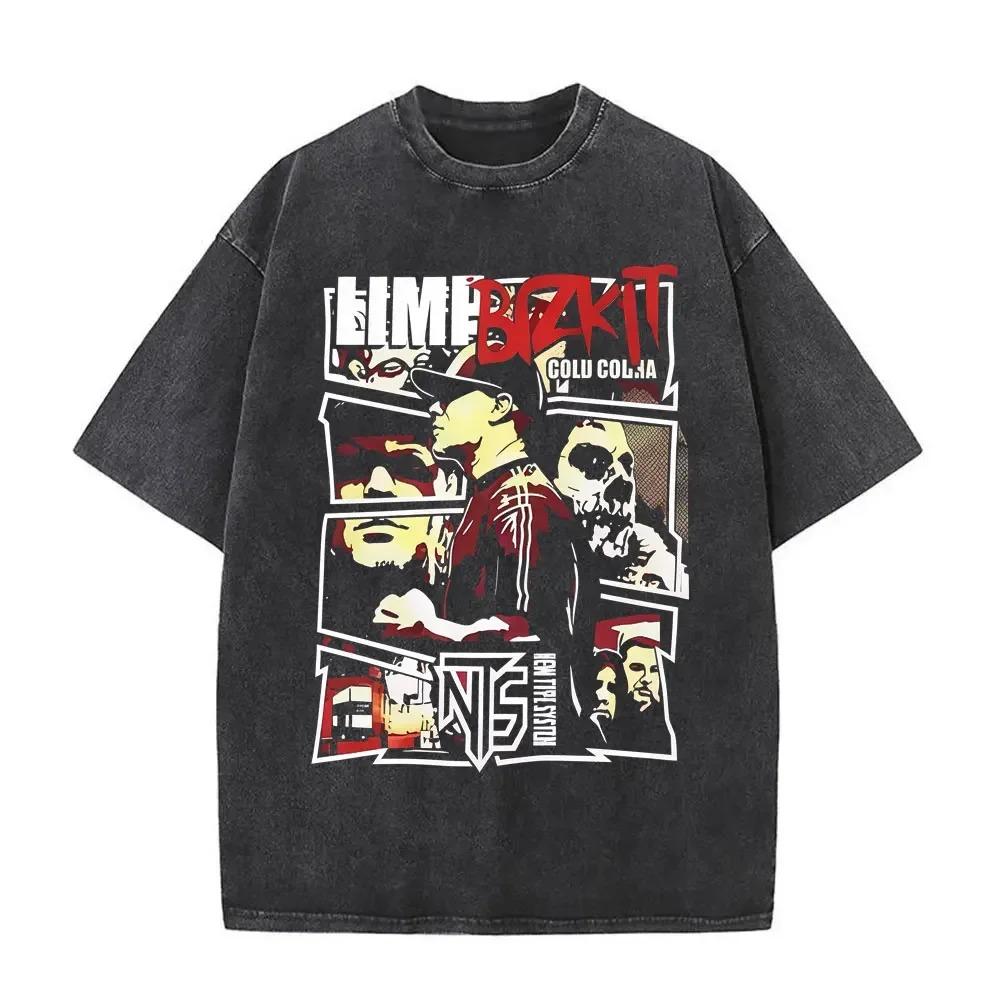 Arrivo T-shirt Y2k Uomo Donna Abbigliamento Novità Top & T-shirt Camisetas Lavata Vintage Band Rock Limp Bizkit Grafica